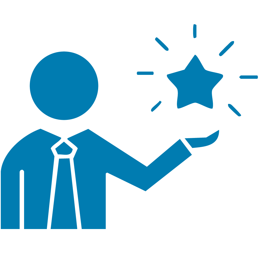 icon showing a new employee starting with hands-on experience